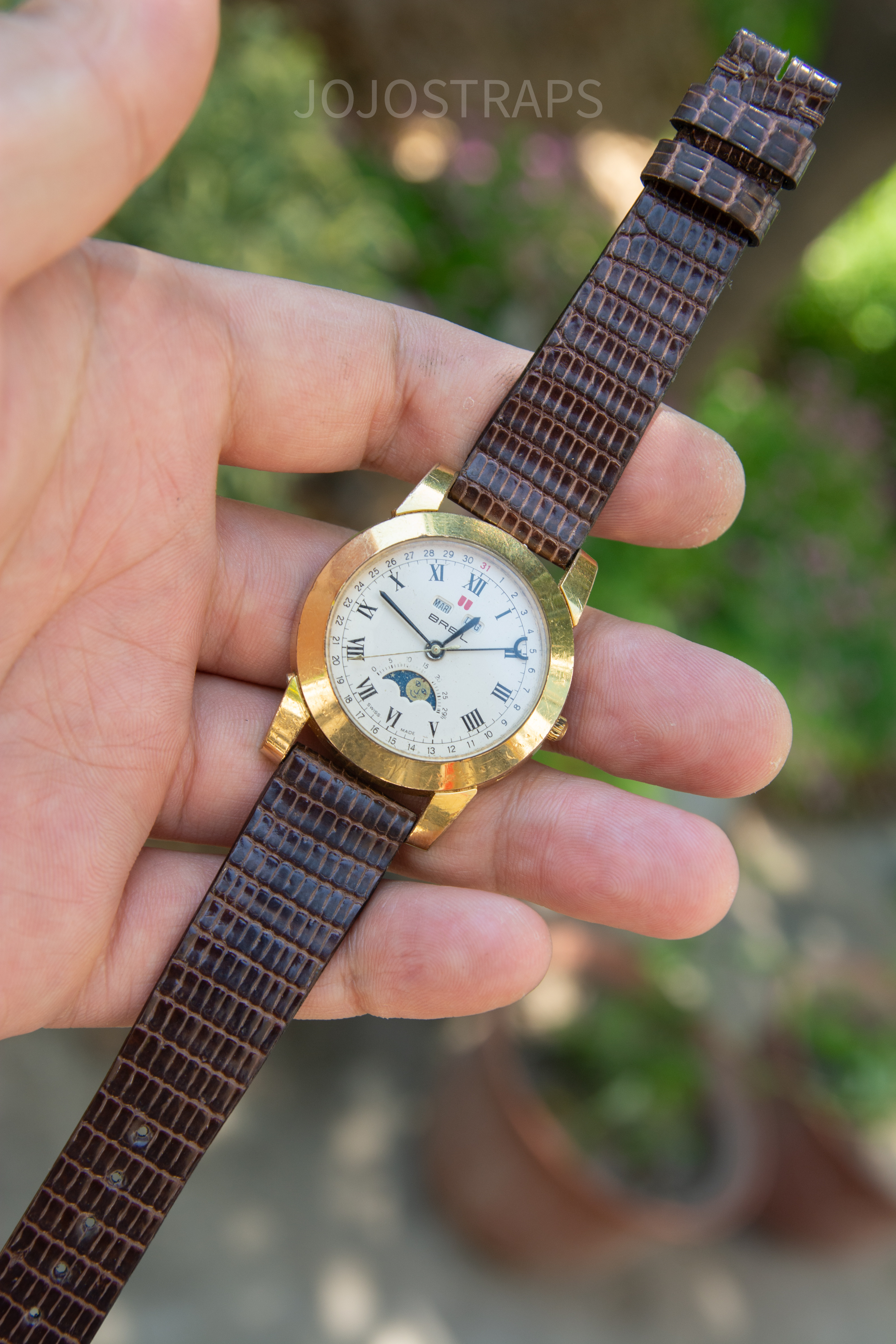 thumbnail for Brown lizard leather strap seamless style custom JOJOSTRAPS strap with edgeless oil, customizable to any length