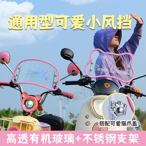 电动车小熊挡风板可爱装饰