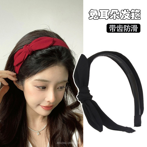 韩版蝴蝶结发箍压发卡子布艺简约