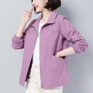 外套女春秋2026新款大码宽松显瘦洋气夹克中年妈妈装减龄短款风衣