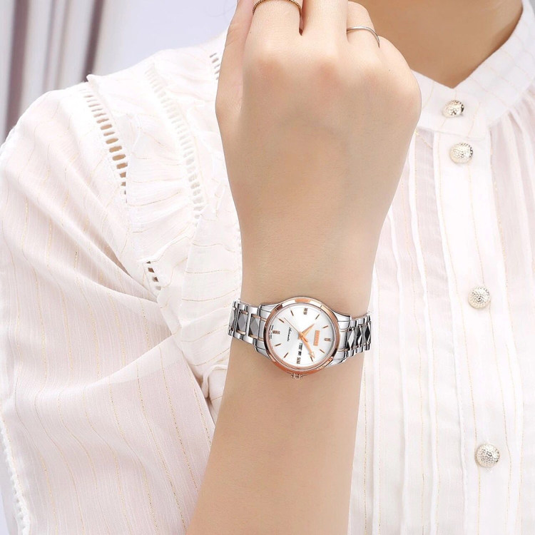 正品西腾表简约商务钢带防水男表日历星期女手表机械表抗过敏9092