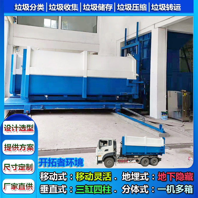 生活垃圾智能处理系统 水平预压式压缩垃圾箱 22立方垃圾集装箱