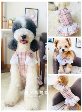 吉多熊家宠物衣服狗狗冬款冬季呢子英伦风蕾丝公主裙巨贵泰迪比熊