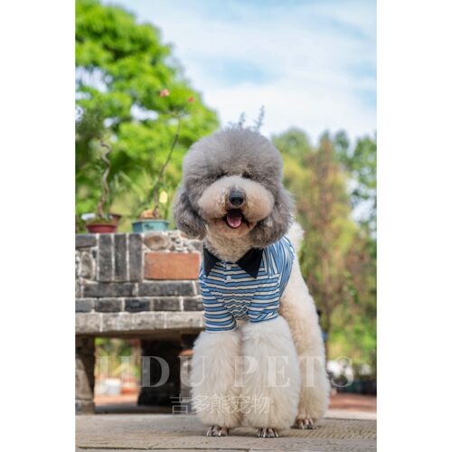 大型犬透气条纹POLO衫背心薄款
