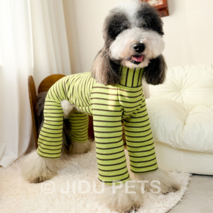 吉多熊原创狗狗条纹高领四脚衣秋冬保暖加绒宠物服装中大型犬巨贵