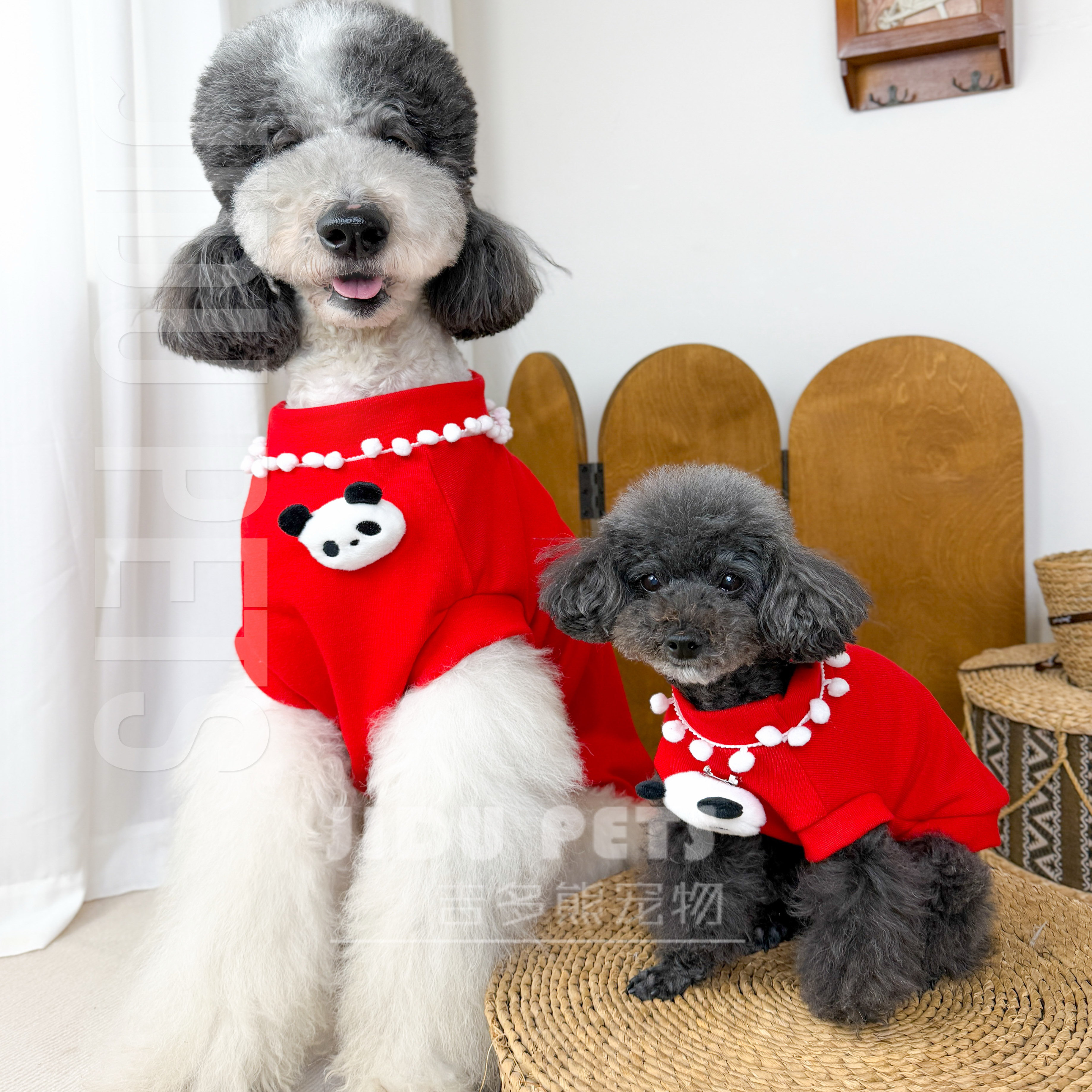 宠物服饰红色针织毛衣喜庆过年