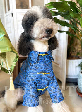 吉多熊家狗狗衣服中国风中式唐装衬衣薄款日式柴犬巨贵夏日海浪