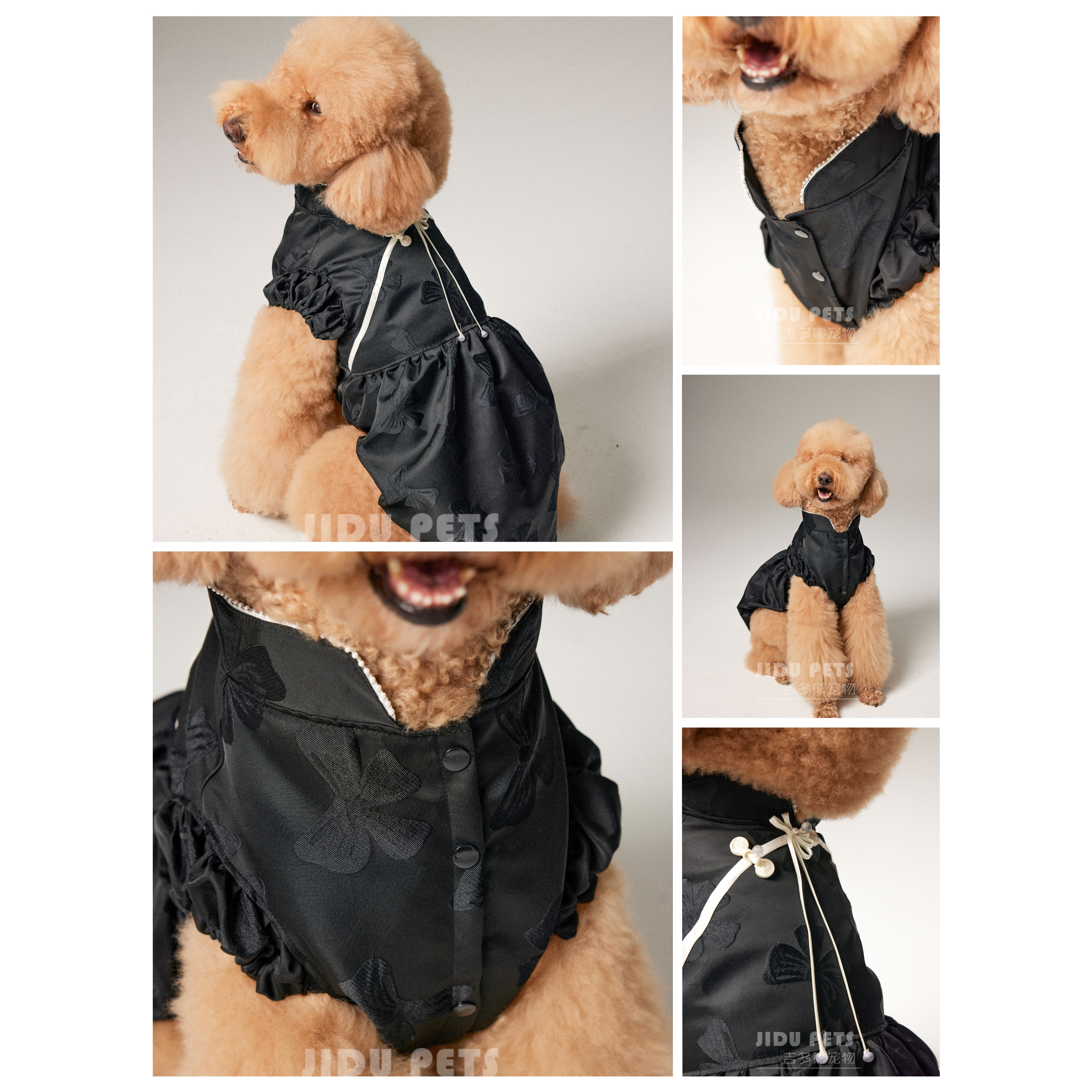 宠物狗狗衣服汉服唐装裙子公主裙黑色国风盘扣大中小型犬巨贵柴犬