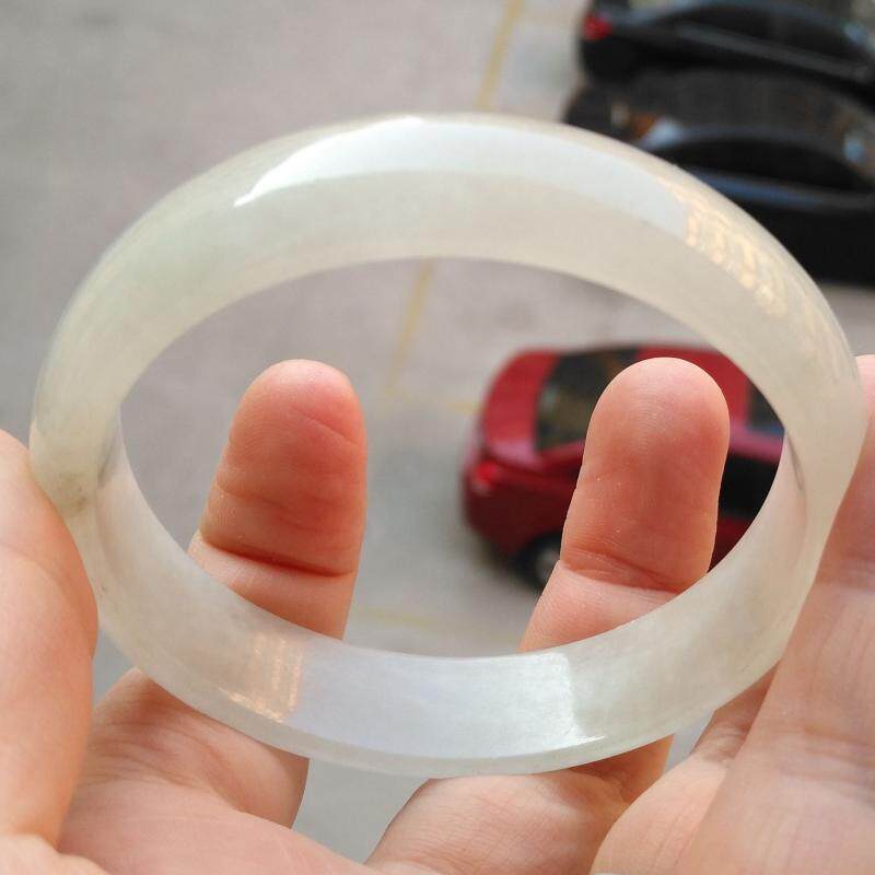 正品缅甸翡翠手镯玉镯子冰糯种飘蓝花翡翠手镯天然玉石 81 62