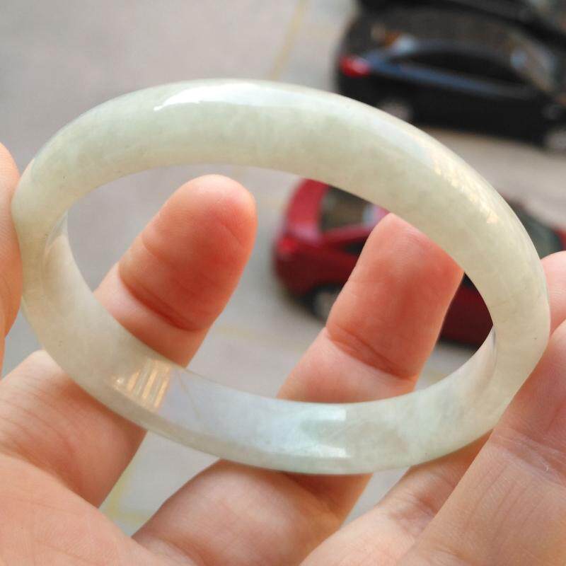 正品缅甸翡翠手镯玉镯子冰糯种飘蓝花翡翠手镯天然玉石 30 56