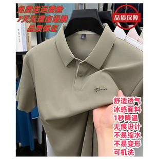 冰丝凉感半袖 短袖 t恤翻领POLO衫 体恤 上衣大码 新款 2025夏季 男士