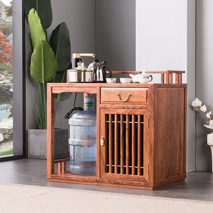 红木家具花梨木茶水柜实木单门简约带抽餐边柜新中式简约柜带烧水