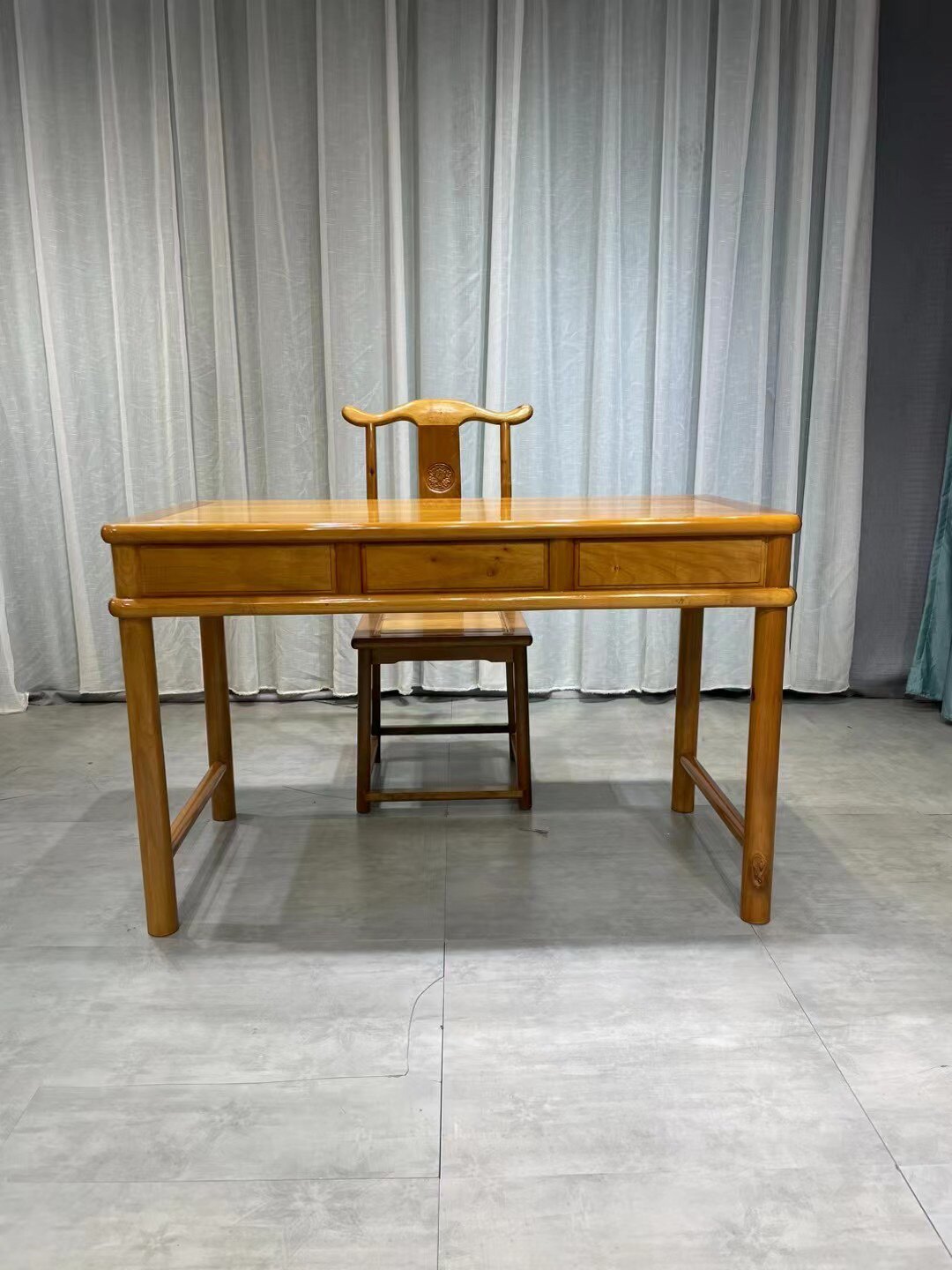 金丝楠木书桌写字桌实木小叶桢楠电脑办公桌中式小茶桌椅红木家具