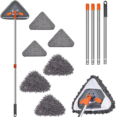 Long Handle Triangle Flat Mop - Rotatable & Telescopic