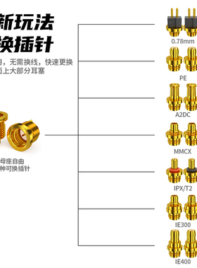 MMCX0.78/ie400/ie300/A2DC/IE200/IE900/IE600多功能可换插针