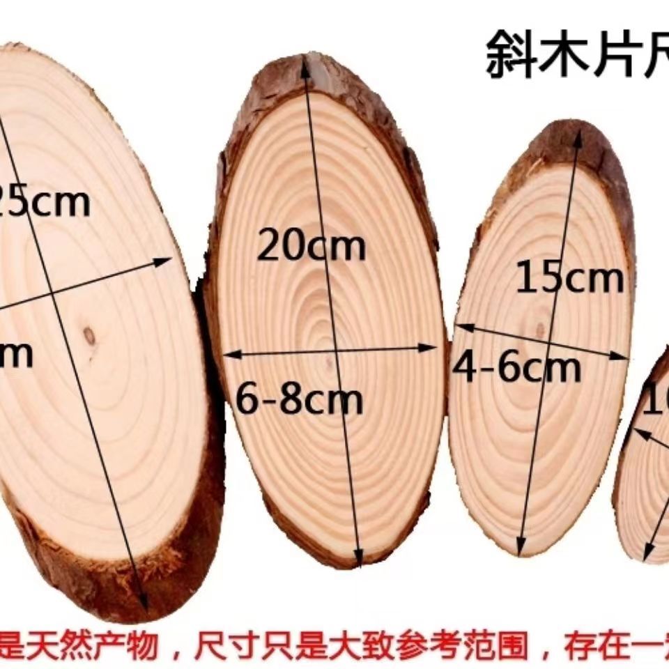 原木片斜木片diy手绘木片年轮幼儿园门牌班级牌椭圆形装饰长木片