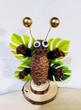 儿童diy材料手工制作木片松果