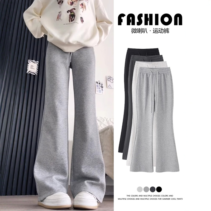 女童裤子春秋2025新款儿童喇叭裤运动女孩长裤加绒女大童微喇裤子