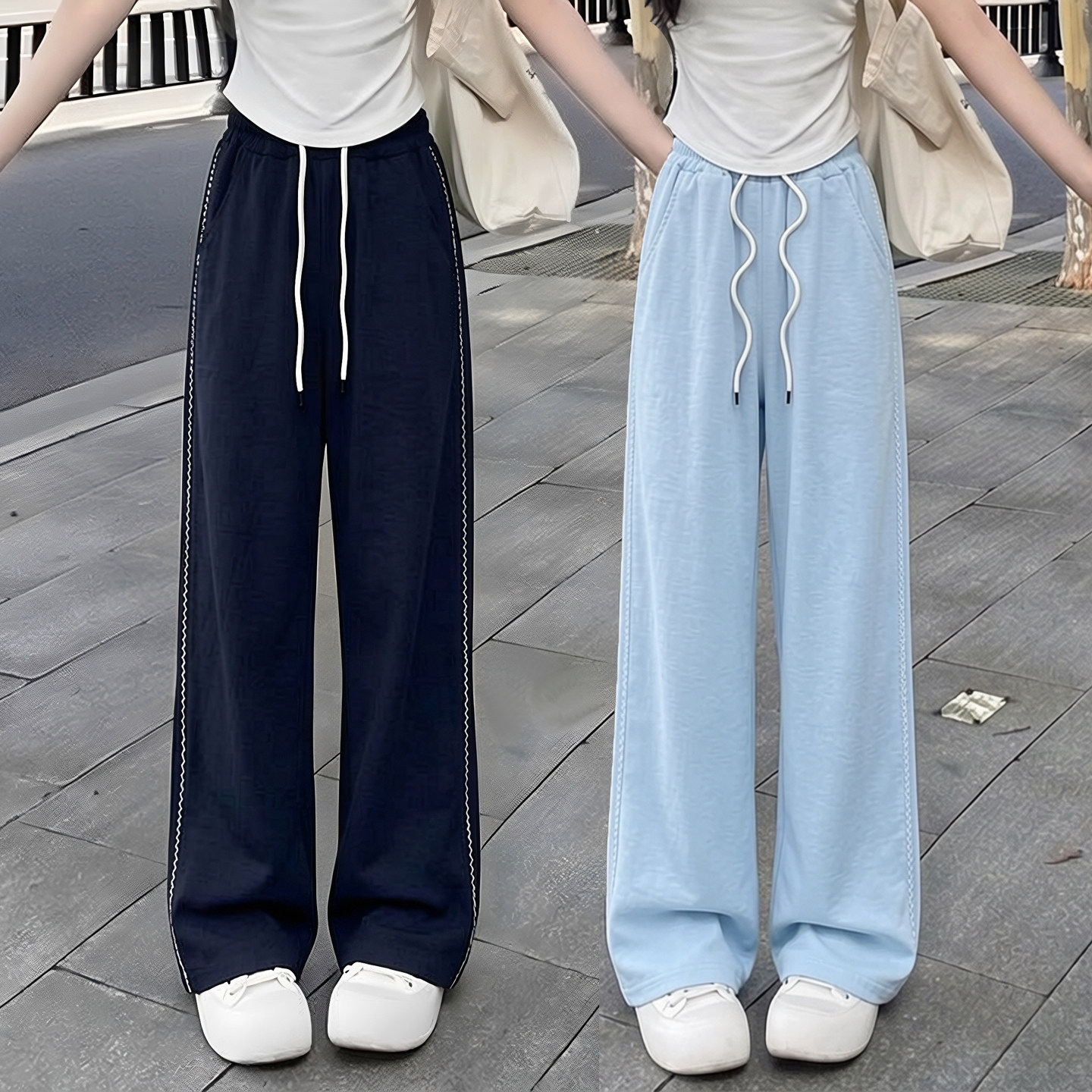 女童裤子夏季薄款2026新款儿童夏装运动大童冰丝防蚊裤直筒阔腿裤图片