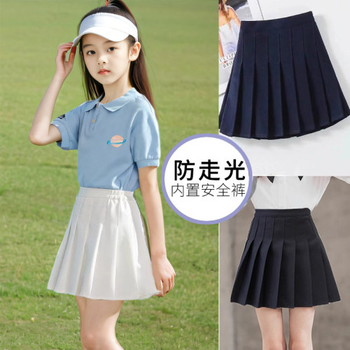 女童学院风百褶短裙春夏季新款