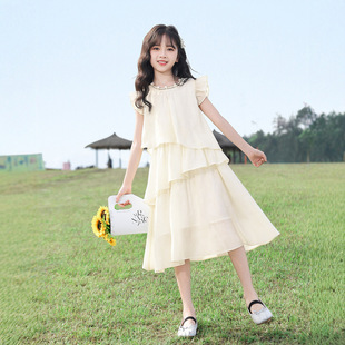女童夏装连衣裙2026新款中大童新款女孩洋气儿童时髦公主裙蛋糕裙