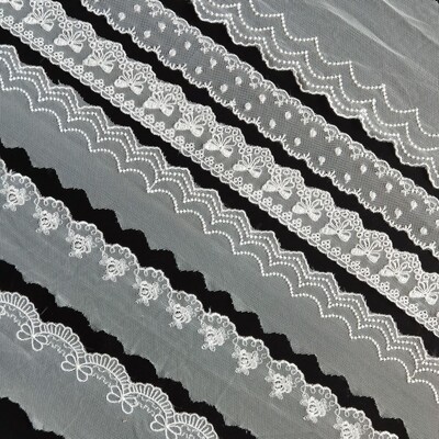 网纱花边水溶洛丽塔涤光细线刺绣条码绣花蕾丝花边网布服装辅料