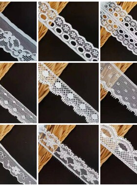 10米长 台产薄款超仙透纱蕾丝花边辅料服装布艺手工diy娃衣黑白色