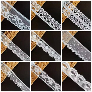 10米長(zhǎng) 布藝手工diy娃衣黑白色 超仙透紗蕾絲花邊輔料服裝 臺(tái)產(chǎn)薄款