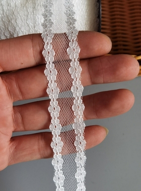 T530#-2 台版蕾丝花边辅料薄款超仙透纱波浪点点diy娃衣蕾丝边