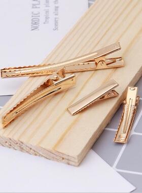 100个包邮diy饰品配件金色鸭嘴夹发夹方夹边夹发饰材料镀金夹子