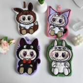 可爱卡通Labubu珊瑚绒擦手巾挂式 吸水厨房卫生间儿童毛巾抹布