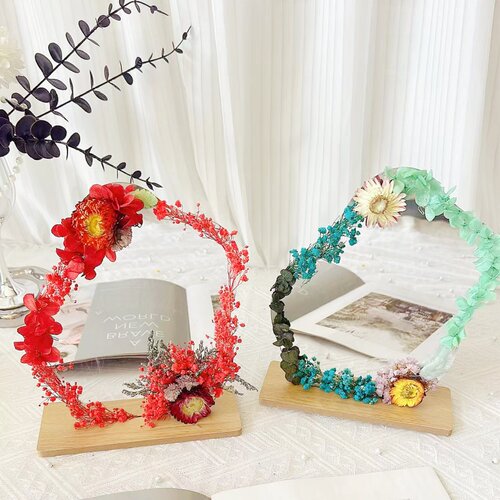 永生花儿童手工DIY干花镜子永生花化妆镜春天三八活动材料包团建