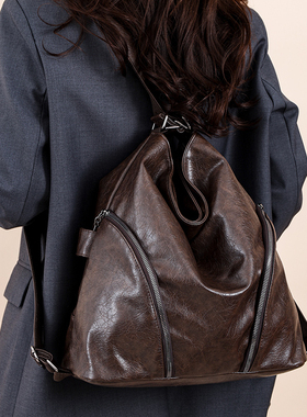 复古软皮女包包2026新款单肩斜挎包时尚大容量托特包多用双肩背包