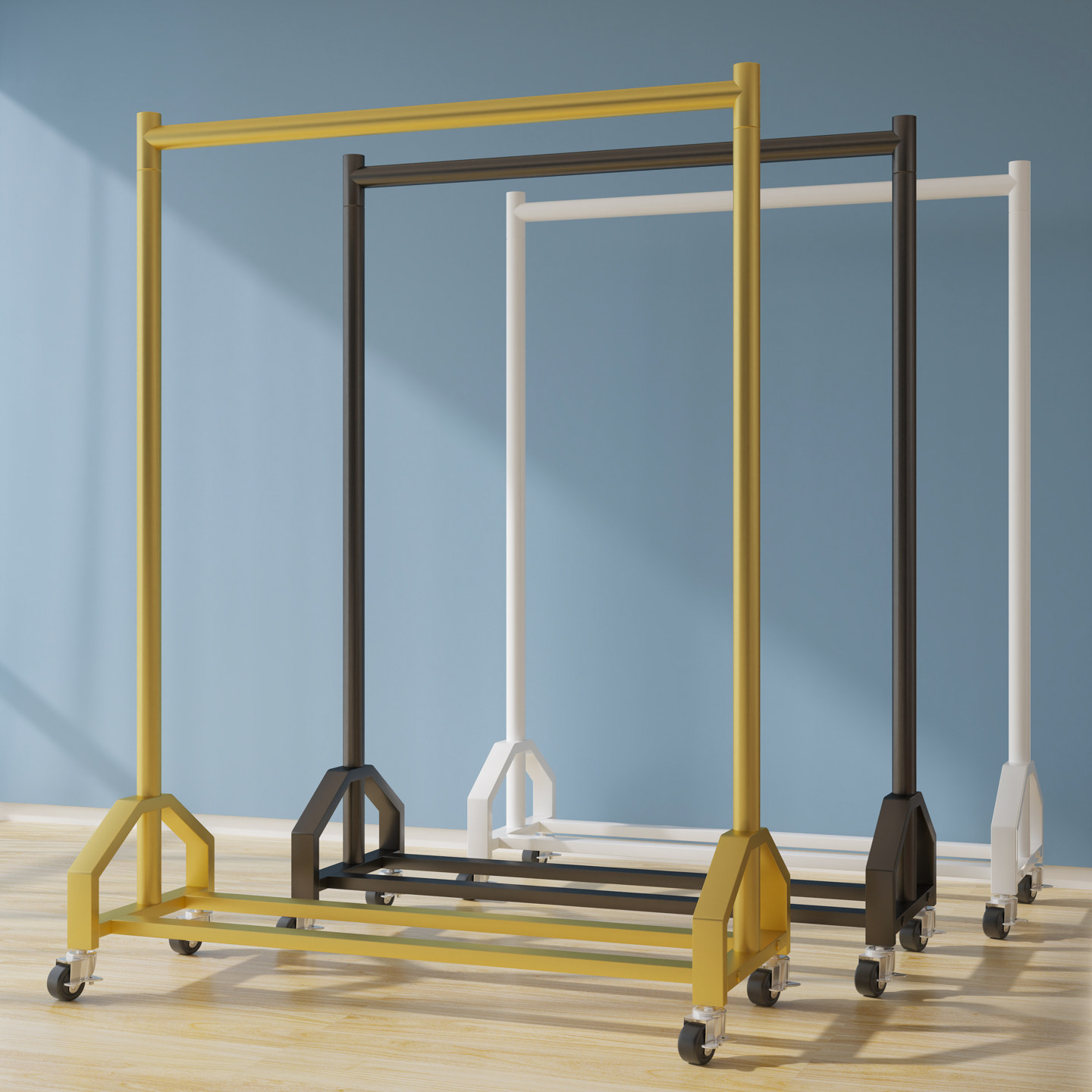 服装店直播间展示架试衣间上墙落地挂衣架女童装专用货架单杆晾架