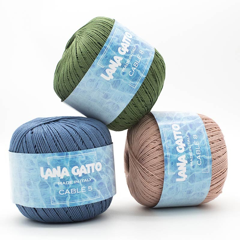 LANA GATTO CABLE 5 进口春夏纯棉蕾丝线上衣开衫披肩毛线50G175m