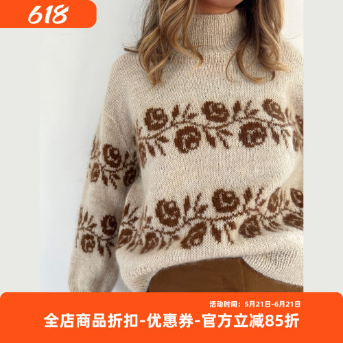 sandnes tynn gynt 挪威 玫瑰套衫毛衣材料包 非成品 毛线和教程