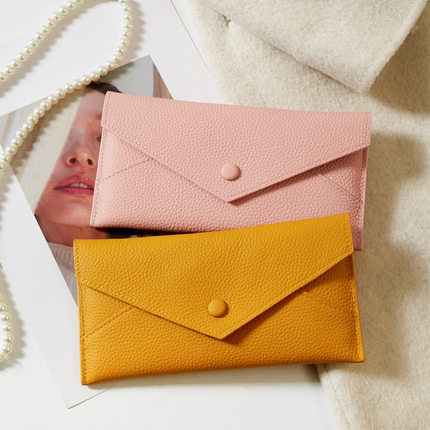 轻薄Wallet女士真皮简约薄款信封包多功能放手机长款钱夹钱包牛皮