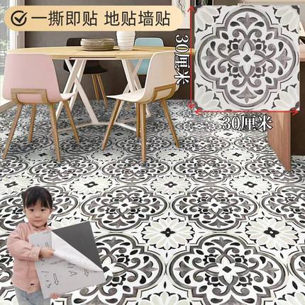 PVC自粘地板贴加厚耐磨防滑防水水泥地专用仿瓷砖木纹石塑胶家用