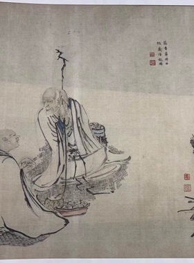 陈贤 凤林图 人物国画 手卷装裱 临摹学习 纸本绢布 微喷复制