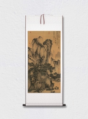 唐寅 山路松声图 江南才子 书法国画 挂轴装裱 纸本绢布 微喷复制