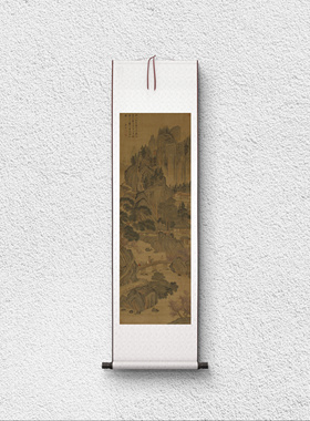 唐寅 春山游骑图 山水立轴 国画装裱 墙面装饰 纸本绢布 微喷复制
