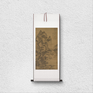 唐寅 渡头帘影图 山水立轴 国画装裱 墙面装饰 纸本绢布 微喷复制