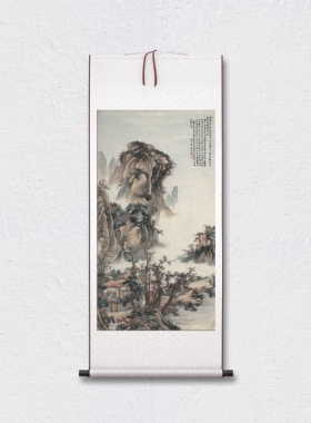 祁昆 山水图 墙面装饰 挂轴装裱 临摹学习 纸本绢布 微喷复制