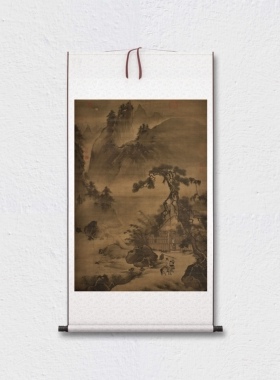 王翚 唐卢浩然月夜归庄图 山水国画 挂轴装裱 纸本绢布 微喷复制