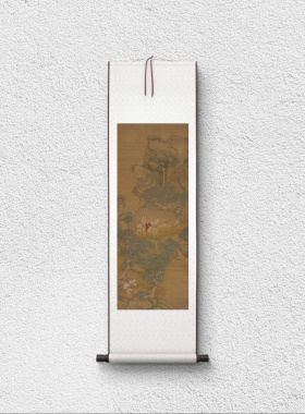 明代 崔子忠 许旌阳飞升图 人物山水 国画立轴 纸本绢布 微喷复制