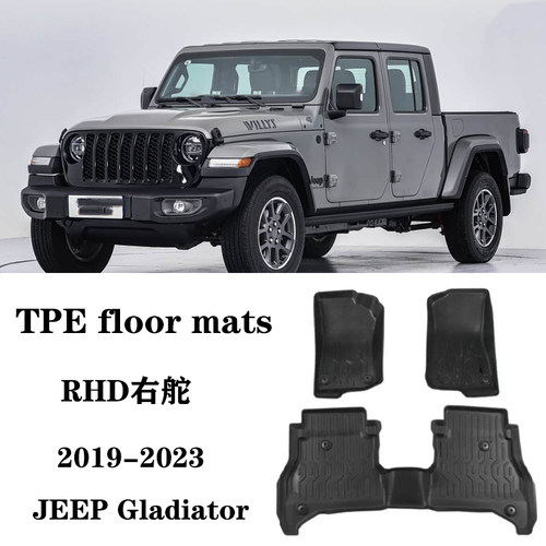 适用于JEEP Gladiator角斗士右舵肽港版脚垫TPE防水环保耐磨地毯