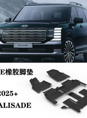 适用2025新款现代帕里斯帝PALISADE脚垫tpe防水橡胶后备箱尾箱垫