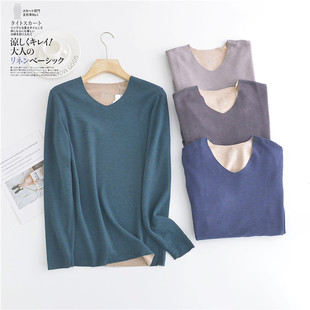 含羊绒蚕桑丝男士双面德绒无痕保暖内衣上装加绒秋衣单件12321259