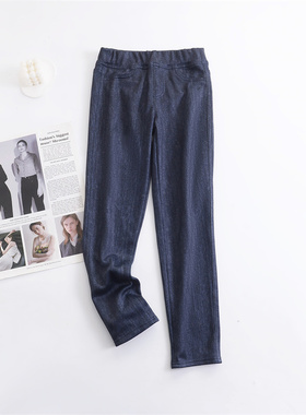 贼显腿直165和170牛仔色小脚裤打底裤加厚加厚显瘦有大码