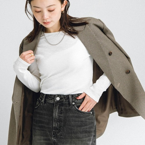 出口日本春季新款女士棉质圆领长袖T恤打底衫纯色